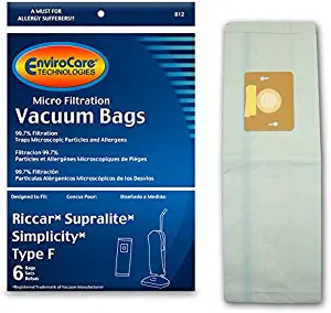EnviroCare Replacement Vacuum Bags for Riccar Supralite and Simplicity Type F Uprights 6 Pack
