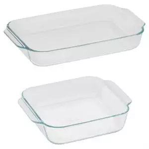 Pyrex SYNCHKG106070 2Piece Basics Value Pack1-Basics 8"/2 dish1-Basics 3 Quart Oblong Bake Dish, 2.2 clear