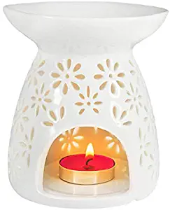 Ivenf Ceramic Tea Light Holder, Aromatherapy Essential Oil Burner, Great Decoration for Living Room, Balcony, Patio, Porch and Garden, Vase Shape