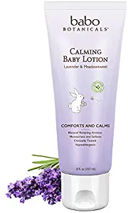 Babo Botanicals Calming Lotion with French Lavender and Organic Meadowsweet, Non-Greasy, Hypoallergenic, Vegan, for Babies, Kids or Sensitive Skin - 8 oz.
