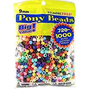 Pony Beads Multi Color 9mm 1000 Pcs in Bag