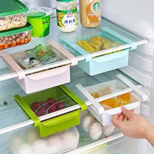 Slide Fridge Freezer Space Saver Organizer Storage Rack Shelf Holder - Kitchen Fridge