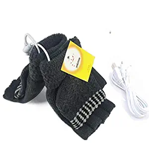 Unisex USB Heated Gloves Mitten Winter USB Powered Knitting Heated Laptop Gloves Half&Full Finger Mittens for Women Men Girls Boys- Best Winter Gift Choice (Men's Grey)