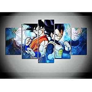 NATVVA 5 Pieces HD Print Canvas Painting Dragon Ball Goku vs Vegeta Super Dbz Picture Poster Prints Wall Art Home Décor