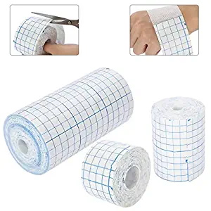 HAMUHA Mesh Breathable Non-Woven Tape Adhesive Bandage Roll Film Dressing Second Skin Healing Protective Adhesive Antibacterial Bandages Flexible Nonwovens 3.9inch*34foot（10cm*10m） (4inch*10.9yard)