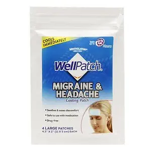 WellPatch Cooling Headache Pads, Migraine 4 pads in a pack. (Pack of 6)= 24pads by WellPatch
