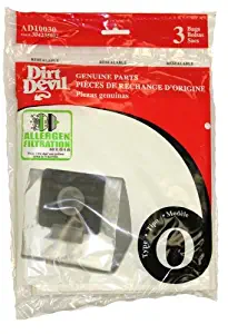 Dirt Devil Allergen Filter Type O Bags 3 Pk Genuine Part # AD10030, 304235002