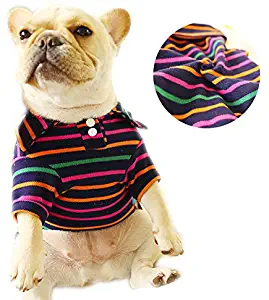 CT COUTUDI Stripe Dog Polo Shirt Pet Puppy T-Shirt Clothes Outfit Apparel for Cats and Small Medium Dogs for Dog Pug French Bulldog