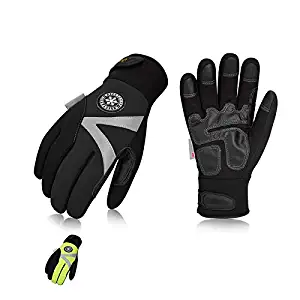 Vgo 2Pairs -4℉ or above 3M Thinsulate C100 Lined High Dexterity Touchscreen Synthetic Leather Winter Warm Work Gloves, Waterproof Insert (Size XL, Black,Fluorescent Green,SL8777FW)