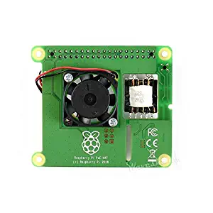 Waveshare Power Over Ethernet HAT for Raspberry Pi 4 Model B/Raspberry Pi 3 Model B+ Support 802.3af PoE Network Standard, with 25mm x 25mm Brushless Cooling Fan Isolated Switched-Mode Power Supply