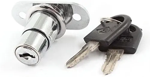 Houseuse Locks Metal Cabinet Sliding Door Plunger Lock with Keys, Silver Tone