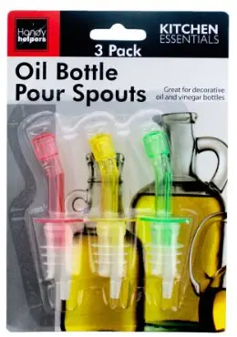 handy helpers GM822 Oil Bottle Pour Spouts Set Kitchen Essentials, 3.75-Inch x 1.25-Inch