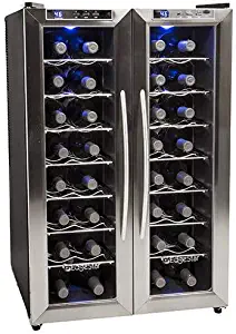 EdgeStar TWR325ESS 32 Bottle Dual Zone Wine Cooler with Stainless Steel Trimmed French Doors and Digital Controls
