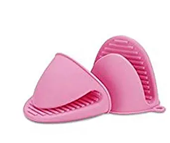 Pink Mini Oven Mitts 1 Pair (2pcs), Heat Resistant Pinch Mitt Gloves Potholder for Kitchen Cooking & Baking - Food-Grade Silicone