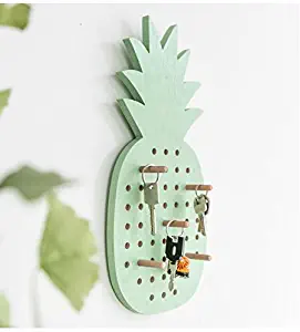 RISEON Tropical Pineapple Pegboard Organizer Display Shelf Jewelry Key Hanger Wall Hanging Storage Holder Kit Nursery Home Decor Gift with 10 Wooden Pegs (Pineapple)