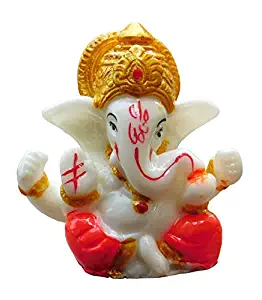 Satre Online And Marketing 2.6" Small Ganesha Statue/Mini Lord Ganesh/Ganpati Polyresin Idol / (Red)