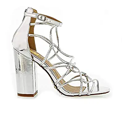 F.R.H. Cross Strap Block Sandal Heel