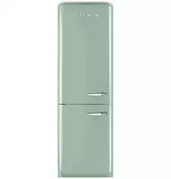 Smeg FAB32UPGLN 24" 50's Retro Style Bottom Freezer Refrigerator with 10.74 cu. ft. Capacity No Frost Fast-Freezing Adjustable Glass Shelves and LED Interior Lighting: Pastel Green with Left