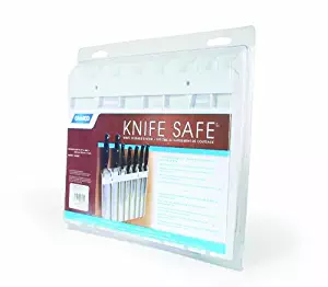 Camco Knife Safe - Securely Mounts on Wood or Metal Surfaces, Holds 7 Cooking and Carving Knives, Organize and Store Knives While Creating Space - (9" x 11") White (43581)