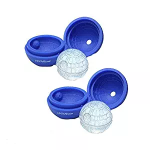 WllRun 2 Packs Star Wars Death Star Silicone Ice Cube Mold Tray,Chocolate Maker Tools,Ice Ball Shape for Drinks(Blue)