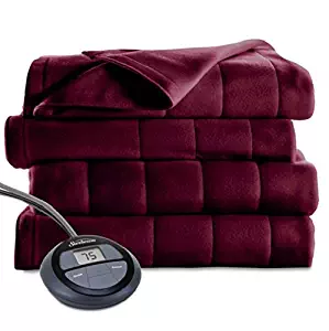 Sunbeam Heated Blanket | Microplush, 10 Heat Settings, Garnet, Full