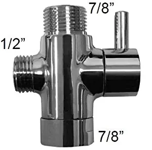 Metal T-adapter with Shut-off Valve, 3-way Tee Connector, Chrome Finish, for Bidet4me Hand Held Bidet