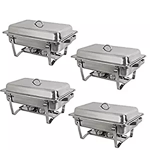 8 Quart Stainless Steel Chafer Full Size Chafer Chafing Dish W/Water Pan, Food Pan, Fuel Holder and Lid For Catering Buffet Warmer Set (Rectangular)