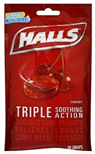 Halls Cough Suppressant Cherry Triple Action Cherry 40 Count (Pack of 2)