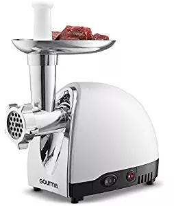 Gourmia GMG525 Electric Meat Grinder - Accessory Kit with 3 Stainless Steel Grinding Plates, Sausage Horn, Kibbeh Attachment - Heavy Duty - 500W ETL Approved, 1000W max - Free Recipe Book