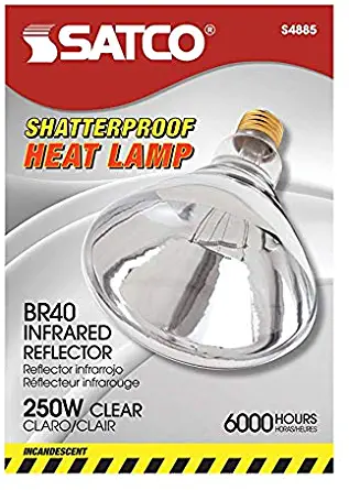 Satco S4885 120V 250 Watt R40 Medium Base Shatterproof Heat Lamp, Clear - 2 Pack