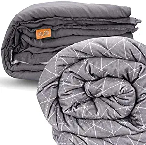 rocabi Luxury Adult Weighted Blanket Summer/Winter Queen Size Two Cover Bundle | 30 lbs 60”x80” Breathable Cotton & Plush Minky Premium Covers for Calming Sleep