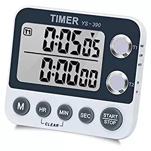 Digital Kitchen Timer Magnetic Back,Cooking Timer,Large Display Loud Alarm Count-Up & Count Down for Cooking Baking Sports Games Office,Volume Adjustable,ON/OFF Switch Dual Timer,Battery Including