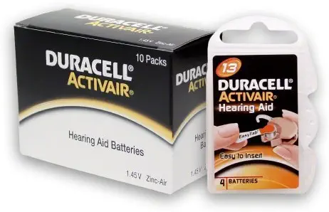 40 Duracell Activair Hearing Aid Batteries Size: 13