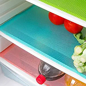 E-lishine Multifunctional Refrigerator Pads Non-Slip Moisture Absorption Pad Washable Can Be Cut Refrigerator Mats,Set of 4 (White)