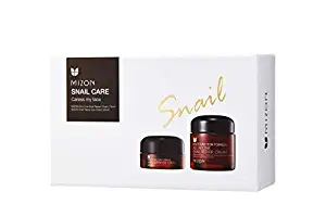 Mizon Snail Care Caress my Face Set: All in One Snail Repair Cream (75ml) and Snail Repair Eye Cream (25ml) | Day and Night Face Moisturizer with Snail Mucin Extract, Eye Cream for Wrinkless