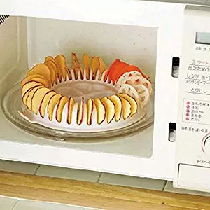 Xiaolanwelc@ Microwave Potato Chip Maker Chips Rack Tray DIY Baking Pan Oven Potato Machine Kitchen Gadget