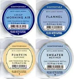 Bath and Body Works 4 Pack Autumn Favorites Fragrances Scentportable Fragrance Refill. 0.2 Oz.