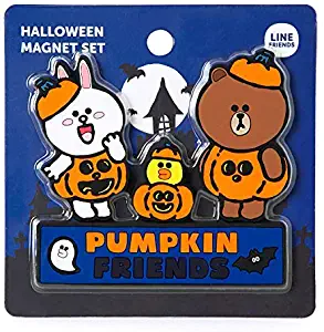 Line Friends Pumpkin Trio Halloween Series - Pumpkin Friends Character Small Magnet Set for Refrigerator and Whiteboard