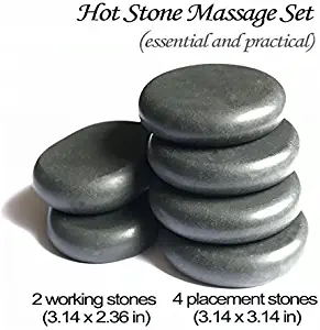 Hot Stones - 6 Large Essential Massage Stones Set for professional or home spa, relaxing, healing, pain relief by ActiveBliss