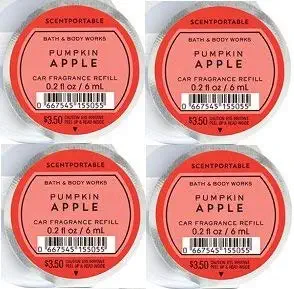 Bath and Body Works 4 Pack Pumpkin Apple Scentportable Fragrance Refill 0.2 Oz.