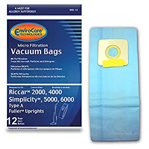 EnviroCare Replacement Vacuum Bags for Riccar 2000, 4000 and Vibrance Series. Simplicity 5000, 6000 and Symmetry Type A 12 pack