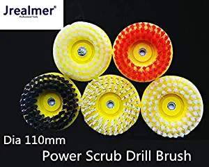 Maslin Dia. 110mm Power Scrub Drill Brush for Cleaning Stone Mable Ceramic tile Wooden floor Plastic Thick carpet Thick cloth - (Grit: P30, Size: M14)