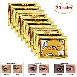 Under Eye Patches for Puffiness - 24k Gold Hydrogel Collagen Eye Mask for Dark Circles Bags Fine Lines Treatment Anti-Wrinkle Anti-Aging Cooling Pads by Selene Lab (15 Pairs)