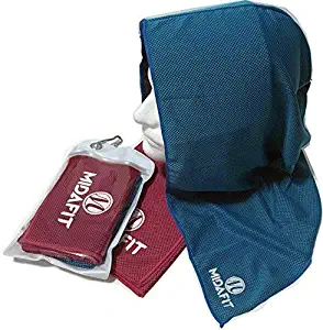MidaFit Sport Cooling Towel, Workout Towel, Cooling Towel Set - 2 Piece Cooling Towel - 1 Cooling Towel, 1 Hooded Golf Towel, Fitness, Gym, Workout, Camping, Eco Friendly, Machine Washable