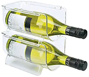 Set of 2 Refrigerator or Cabinet Stackable Wine Bottle Racks Bins