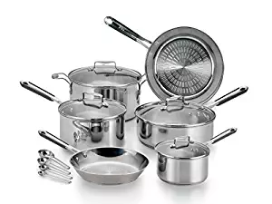 T-fal E759SE Performa Pro Stainless Steel Dishwasher Safe Oven Safe Cookware Set, 14-Piece, Silver