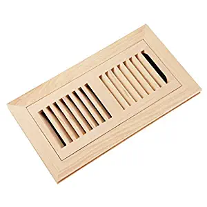 Homewell Hickory Wood Floor Register, Flush Mount Floor Vent Cover, 4X10 Inch, with Damper, Unfinished