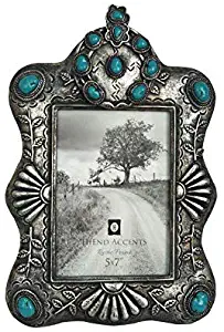 HiEnd Accents Faux Silver and Turquoise Picture Frame, 5x7 - WD1711