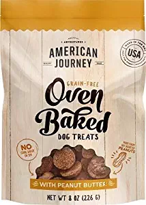 American Journey Grain Free Oven Baked Dog Treats with Peanut Butter (1-8 OZ Bag)