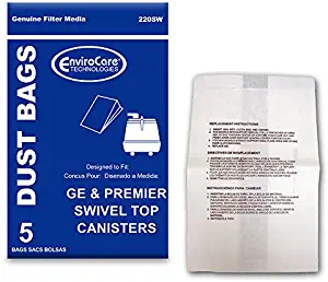 EnviroCare Replacement Vacuum Bags for GE, Premier, Whirlwind, Everclean Swivel Top Canisters 5 Bags